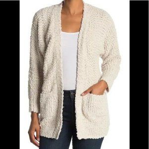 FRNCH Paris Women's Ivory Soft Chunky Knit Open Front Cardigan, Size S/M